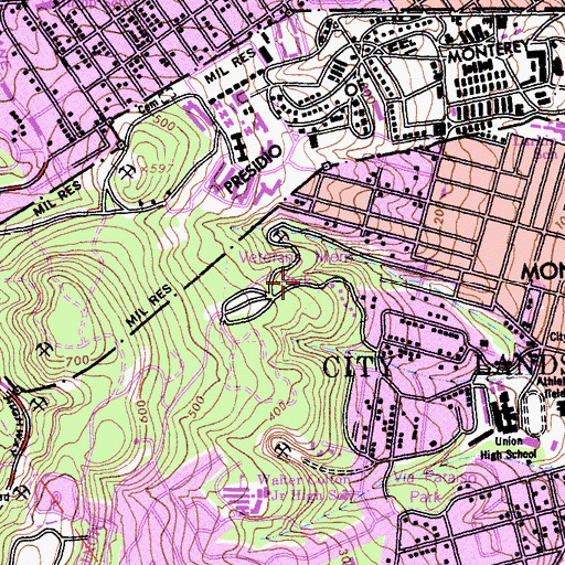 Topographic Map of Veterans Memorial Park, CA
