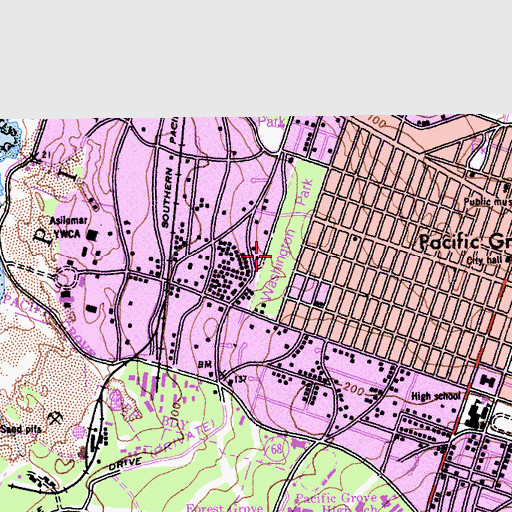 Topographic Map of Washington Park, CA