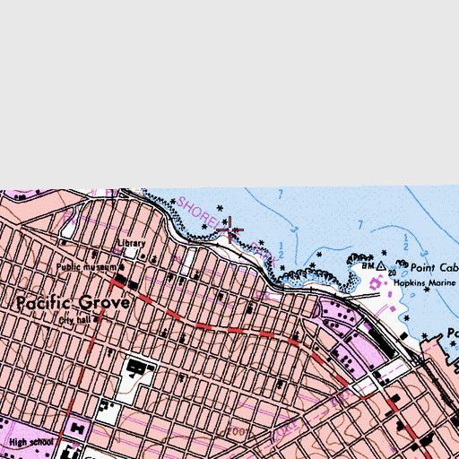 Topographic Map of Shoreline Park, CA