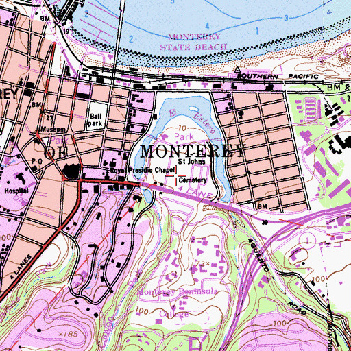 Topographic Map of Saint Johns Cemetery, CA