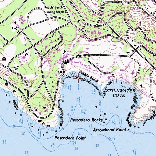 Topographic Map of Pebble Beach, CA