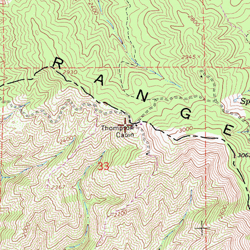 Topographic Map of Thompson Cabin, CA