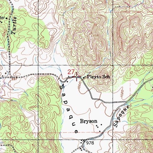 Topographic Map of Pleyto School, CA