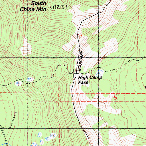 Topographic Map of High Camp Pass, CA