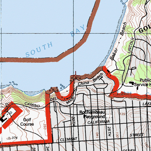 Topographic Map of China Beach, CA