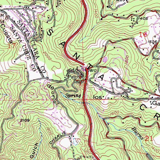 Topographic Map of Patchen Pass, CA