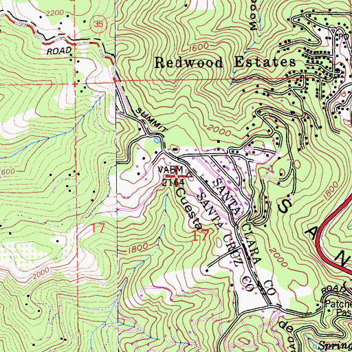 Topographic Map of Cuesta de los Gatos, CA