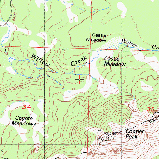Topographic Map of Castle Meadow, CA
