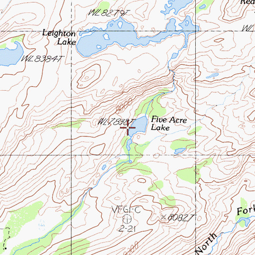 Topographic Map of Five Acre Lake, CA