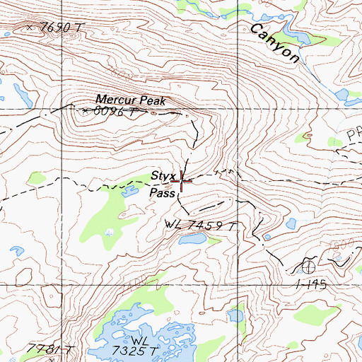 Topographic Map of Styx Pass, CA