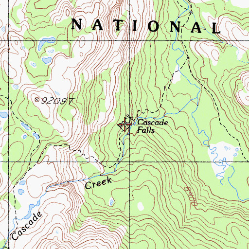 Topographic Map of Cascade Falls, CA