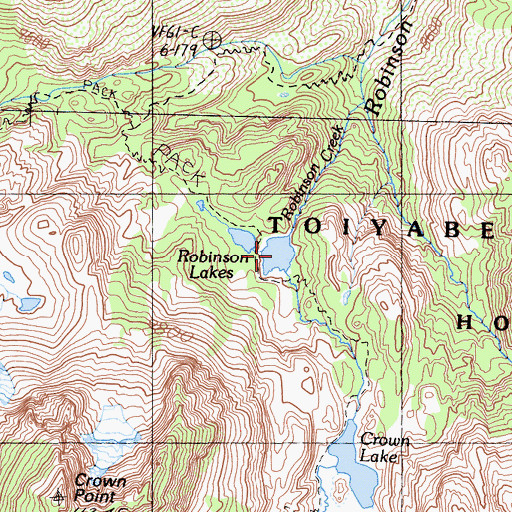 Topographic Map of Robinson Lakes, CA
