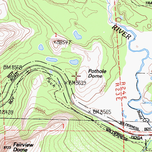 Topographic Map of Pothole Dome, CA