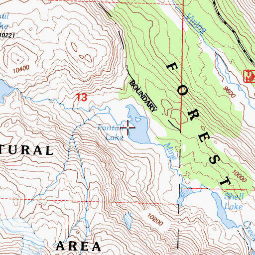 Topographic Map of Fantail Lake, CA