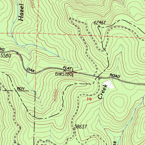 Topographic Map of Crane Flat, CA