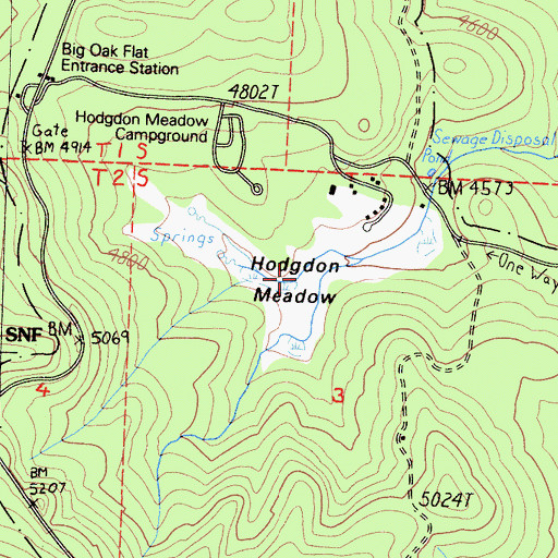 Topographic Map of Hodgdon Meadow, CA