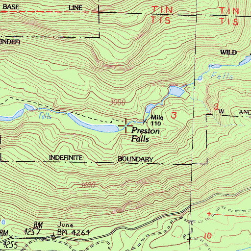 Topographic Map of Preston Falls, CA