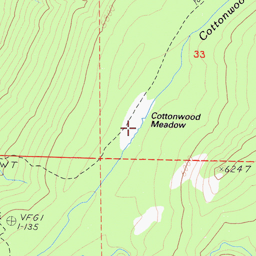 Topographic Map of Cottonwood Meadow, CA