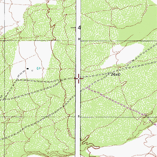 Topographic Map of Utevak, AZ