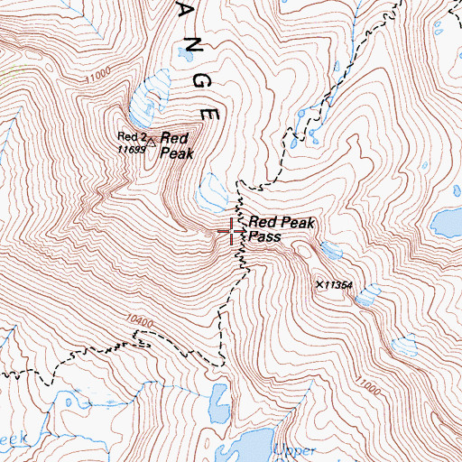 Topographic Map of Red Peak Pass, CA
