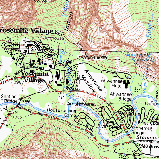 Topographic Map of Ahwahnee Meadow, CA