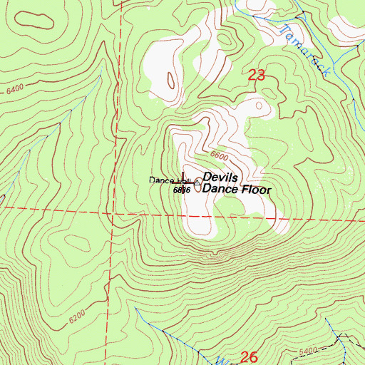 Topographic Map of Devils Dance Floor, CA
