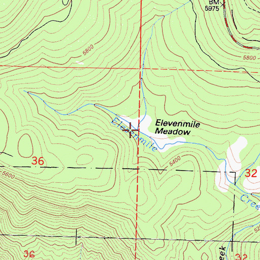 Topographic Map of Elevenmile Meadow, CA