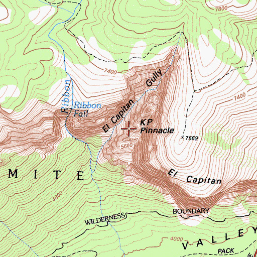 Topographic Map of K P Pinnacle, CA