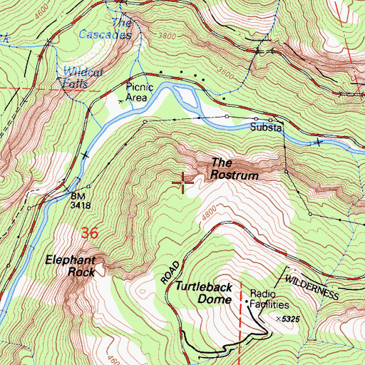 Topographic Map of The Rostrum, CA