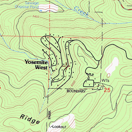 Topographic Map of Yosemite West, CA
