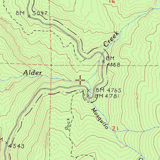 Topographic Map of Mosquito Creek, CA