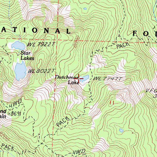 Topographic Map of Dutchman Lake, CA