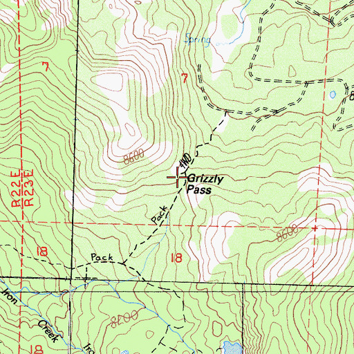 Topographic Map of Grizzly Pass, CA