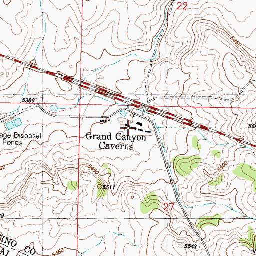 Topographic Map of Grand Canyon Caverns, AZ