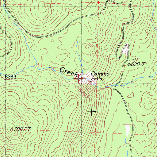 Topographic Map of Camino Falls, CA