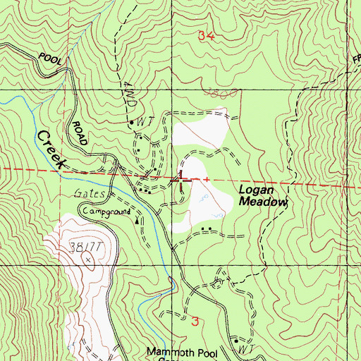 Topographic Map of Logan Meadow, CA