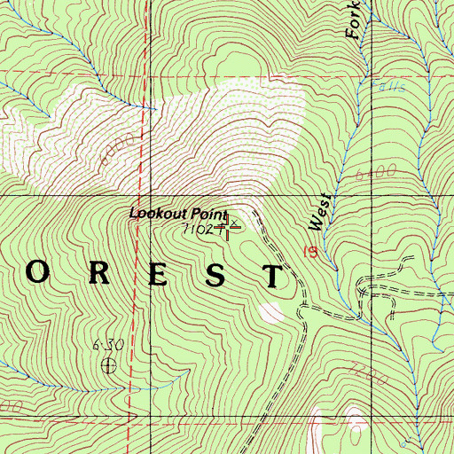Topographic Map of Lookout Point, CA