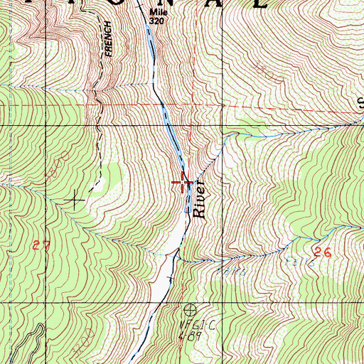Topographic Map of Saddle Creek, CA