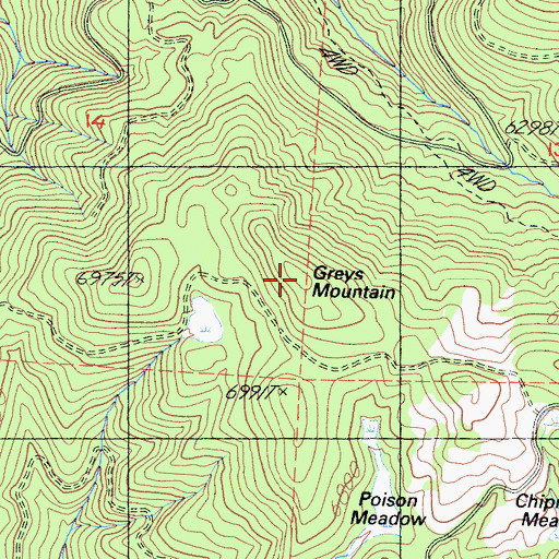 Topographic Map of Greys Mountain, CA