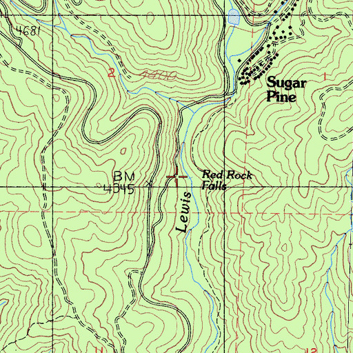 Topographic Map of Red Rock Falls, CA