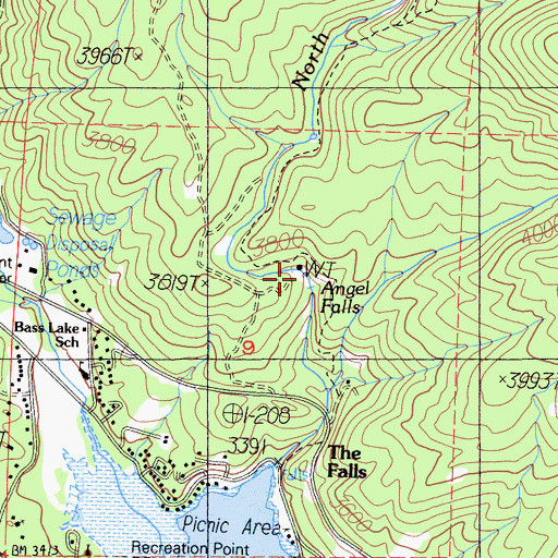 Topographic Map of Angle Falls, CA