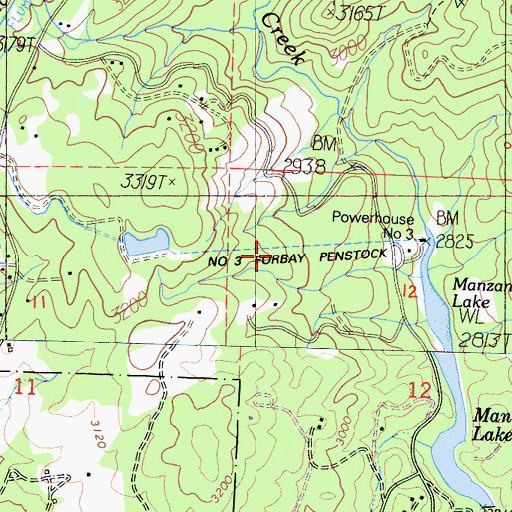Topographic Map of Number Three Forbay Penstock, CA