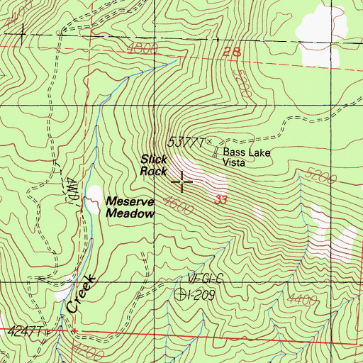 Topographic Map of Slick Rock, CA