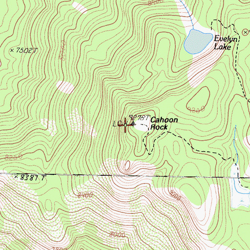 Topographic Map of Cahoon Rock, CA