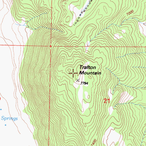 Topographic Map of Trafton Mountain, CA