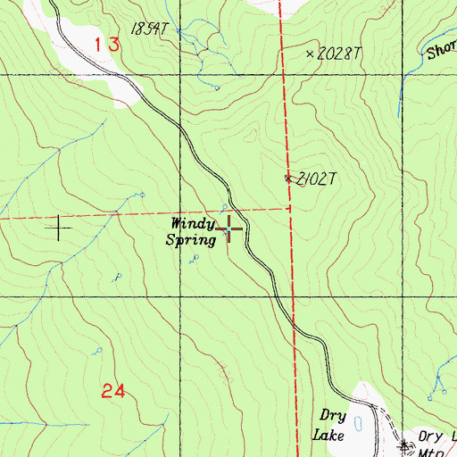 Topographic Map of Windy Spring, CA