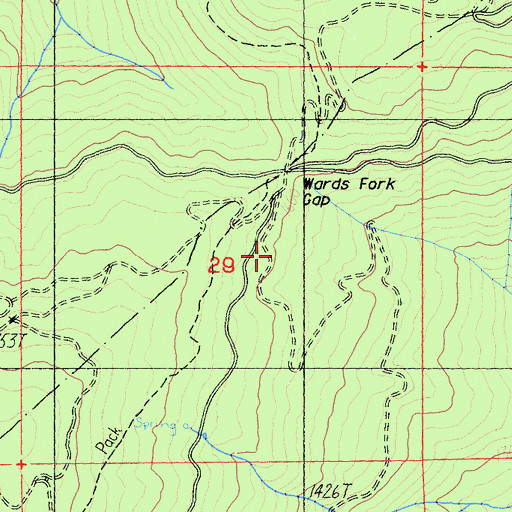 Topographic Map of Wards Fork Gap, CA