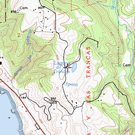 Topographic Map of Laguna de las Trancas, CA