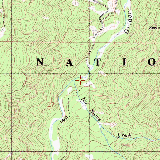 Topographic Map of No Name Creek, CA