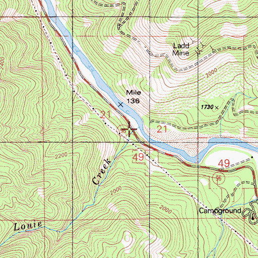Topographic Map of Louie Creek, CA